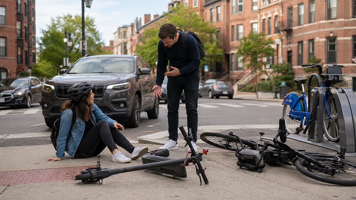 E-Bike, E-Scooter, and Bluebikes Crashes in Massachusetts: Who’s Liable and What’s Covered?
